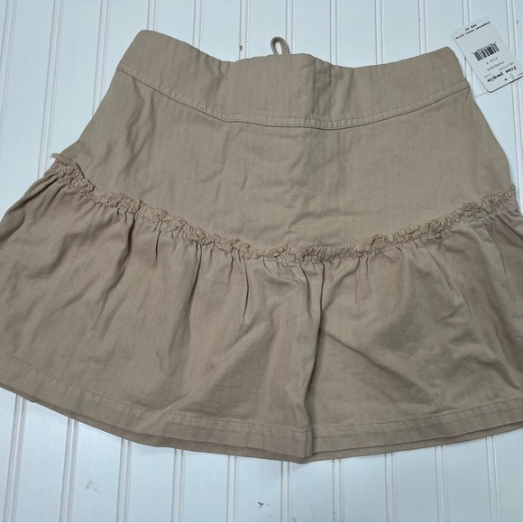 Free People Positano Tiered Mini Skirt Lace Up Back Khaki Women’s 8 NEW.   75 - Picture 2 of 4